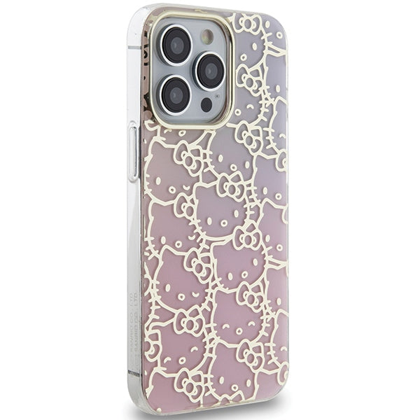 Hello Kitty IML Gradient Electrop Crowded Kitty Head Case for iPhone 15 Pro - Pink