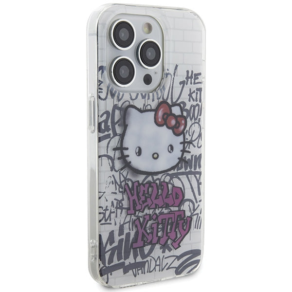 Hello Kitty IML Kitty On Bricks Graffiti case for iPhone 15 Pro - white
