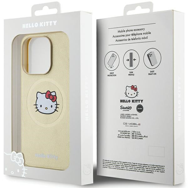 Hello Kitty Leather Kitty Head MagSafe case for iPhone 14 Pro Max - gold