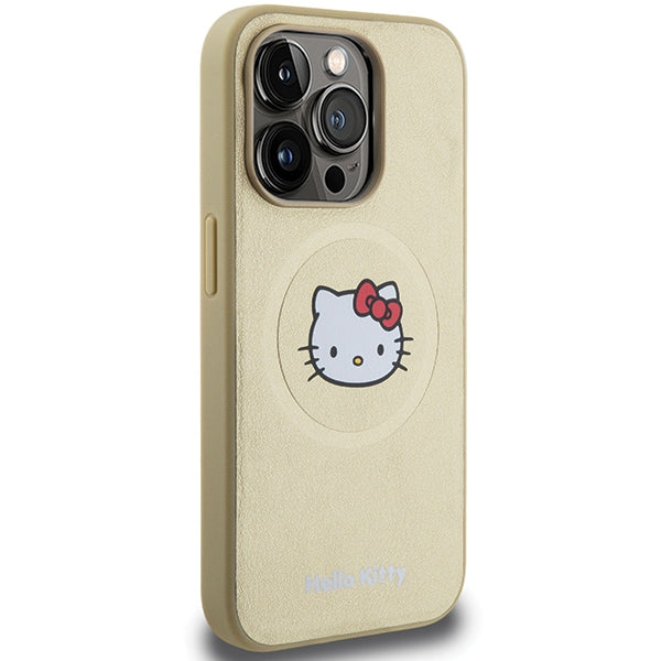 Hello Kitty Leather Kitty Head MagSafe case for iPhone 14 Pro Max - gold
