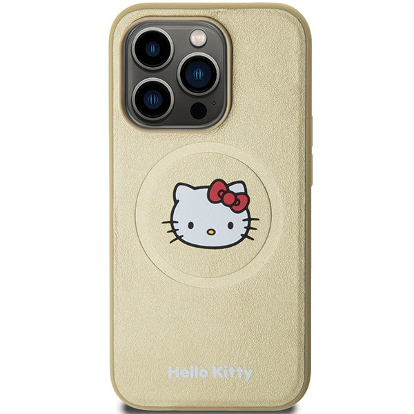 Hello Kitty Leather Kitty Head MagSafe case for iPhone 15 Pro Max - gold