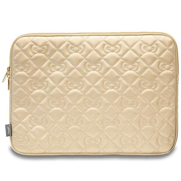Hello Kitty Zip PU Quilted Bows case for a 14" laptop - gold