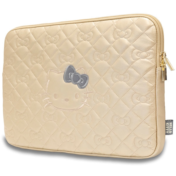 Hello Kitty Zip PU Quilted Bows case for a 14" laptop - gold