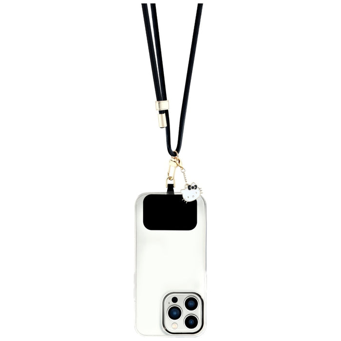 Hello Kitty Patch & Kitty Head Charm Universal Phone Lanyard - Black