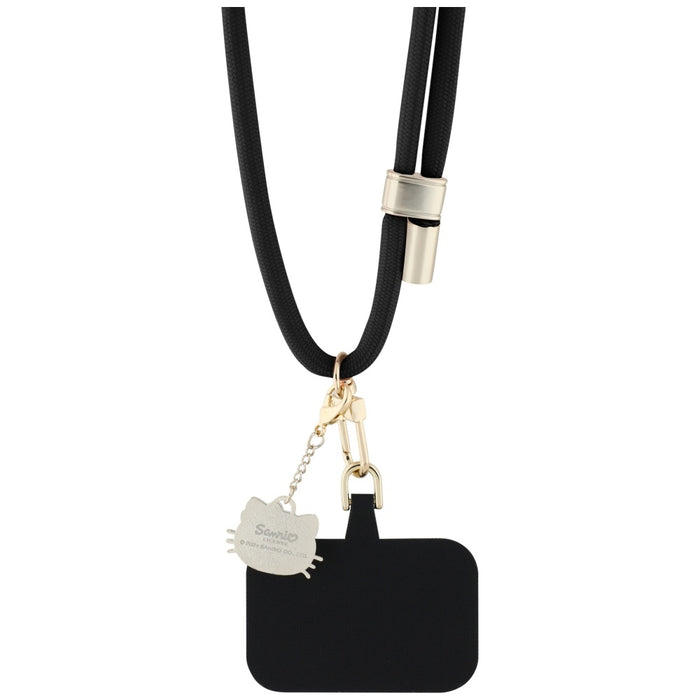 Hello Kitty Patch & Kitty Head Charm Universal Phone Lanyard - Black