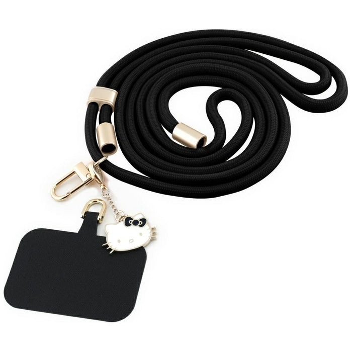 Hello Kitty Patch & Kitty Head Charm Universal Phone Lanyard - Black