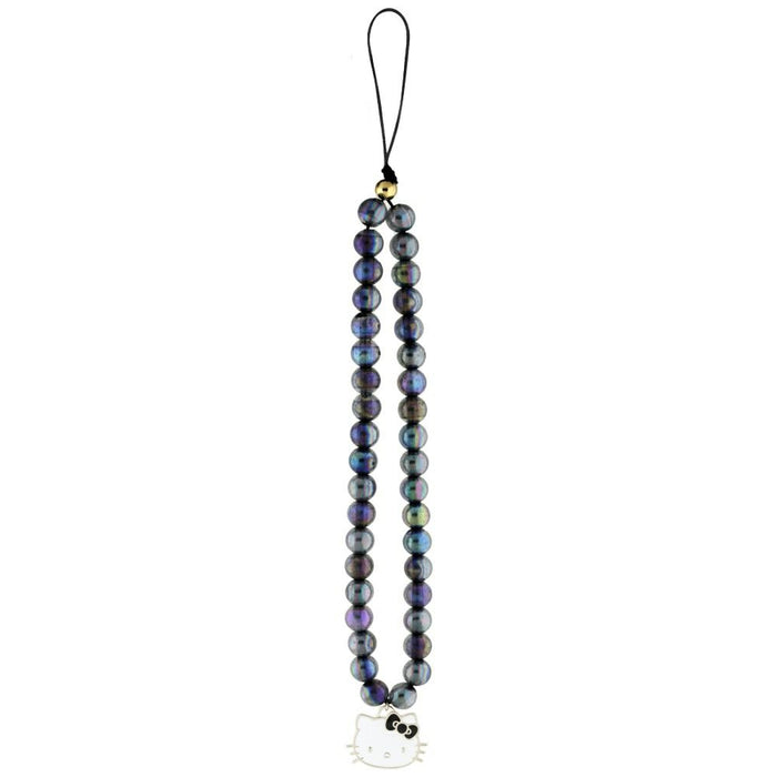 Hello Kitty Pearls Kitty Head Phone Charm - Black