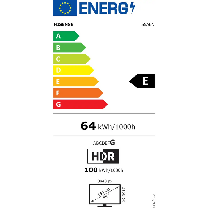 Hisense 55’’ A6N 4K Ultra HD 3840x2160 DLED DFA Precision Colour HDR 10+ HLG Dolby Vision DTS Virtual X Smart TV WiFi