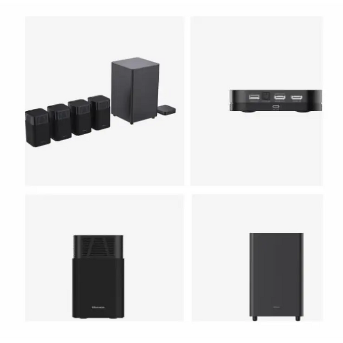 Hisense HT Saturn 4.1.2Ch Sound Bar with Wireless Subwoofer 720W Dolby Atmos Tuned by Devialet DTS:X,Quad Satellite