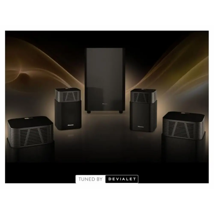 Hisense HT Saturn 4.1.2Ch Sound Bar with Wireless Subwoofer 720W Dolby Atmos Tuned by Devialet DTS:X,Quad Satellite