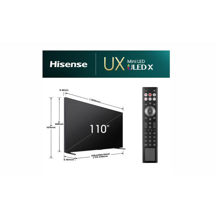 Hisense, 110''  UXNQ,Mini-LED, FALD, 144Hz, Quantum Dot, Vidaa, ADS, Black