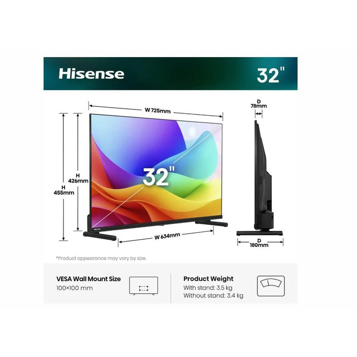 Hisense 32" A5S, Full HD 1920x1080, QLED, Quantum Dot, HDR, HLG, DTS HD, Light Sensor, Dolby Audio, Smart TV, WiFi, WiFi Direct, 2xHDMI, 2xUSB, LAN, CI+, DVB-T2/C/S2, Black