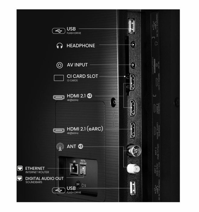 Hisense 85" A6Q, 4K Ultra HD 3840x2160, DLED, DFA, Precision Colour, HDR 10+, HLG, Dolby Vision, DTS Virtual X, Smart TV, WiFi, Light Sensor, Gaming Mode, 1xHDMI2 eArc, 3xHDMI, 2xUSB, LAN, CI+, DVB-T2/C/S2, Black