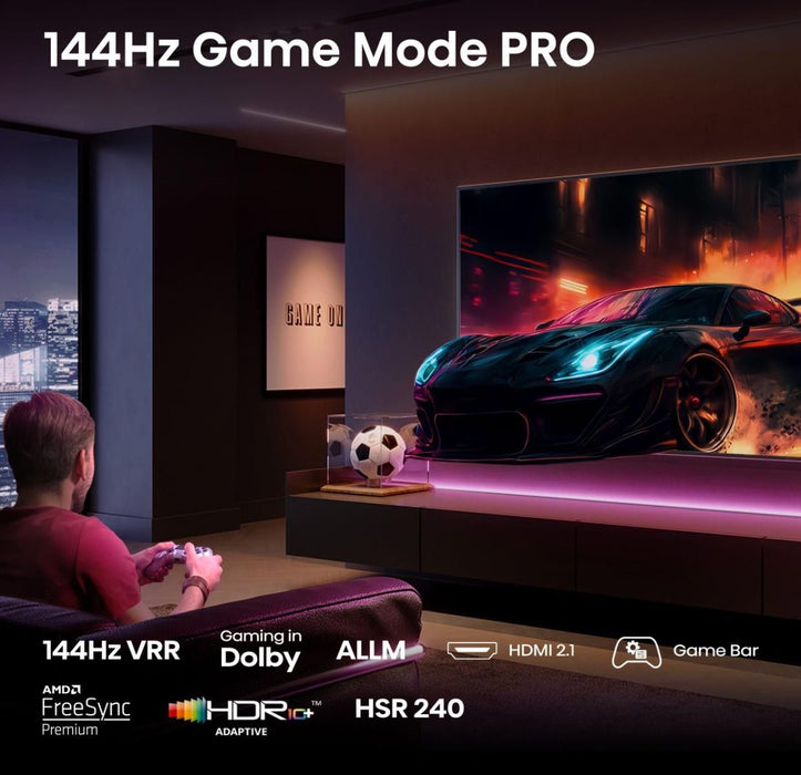 Hisense 65" E7Q Pro, 4K Ultra HD 3840x2160, QLED, Quantum Dot, 144Hz, HDR 10+ adaptive, HLG, Dolby Vision, DTS Virtual X, Smart TV, WiFi 5GHz, WiFi Direct, BT, Anyview Cast, 4xHDMI, 2xUSB, LAN, CI+, DVB-T2/C/S2, Black