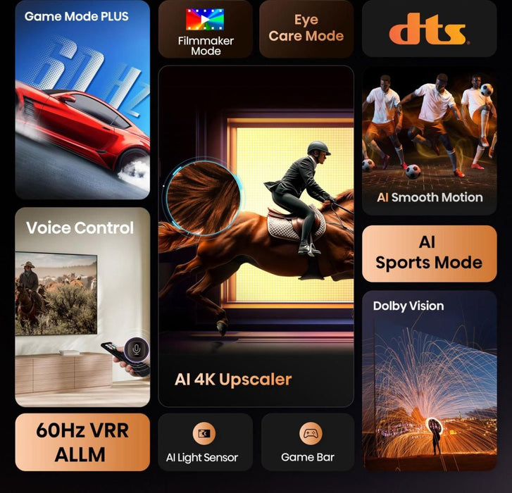 Hisense 85" A6Q, 4K Ultra HD 3840x2160, DLED, DFA, Precision Colour, HDR 10+, HLG, Dolby Vision, DTS Virtual X, Smart TV, WiFi, Light Sensor, Gaming Mode, 1xHDMI2 eArc, 3xHDMI, 2xUSB, LAN, CI+, DVB-T2/C/S2, Black