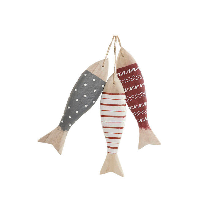 Hanging decoration Home ESPRIT Blue Red Multicolour Fish 5 x 2 x 20 cm (2 Units)