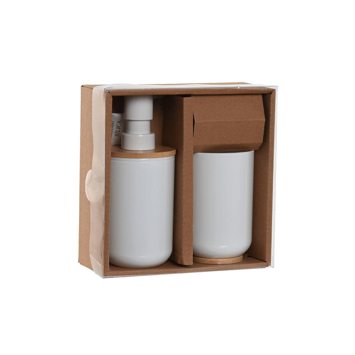 Bath Set Home ESPRIT White Natural Bamboo polystyrene 7 x 7 x 16 cm
