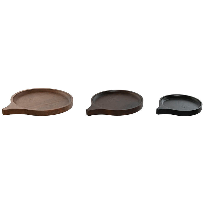 Centerpiece Home ESPRIT Brown Black Light brown Mango wood 37 x 31 x 2,7 cm (3 Pieces)