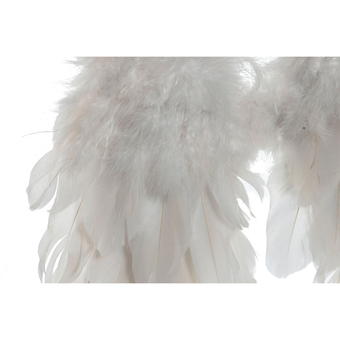 Hanging decoration Home ESPRIT White Golden Feather 28 x 4 x 33 cm (2 Units)