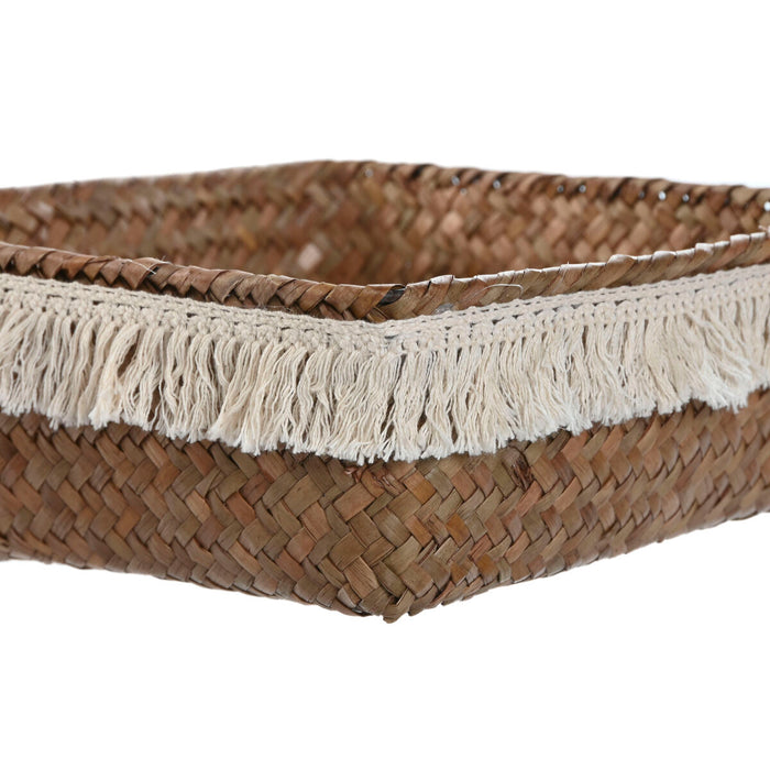 Basket set Home ESPRIT Natural Fibre Boho Worn 26 x 26 x 10 cm