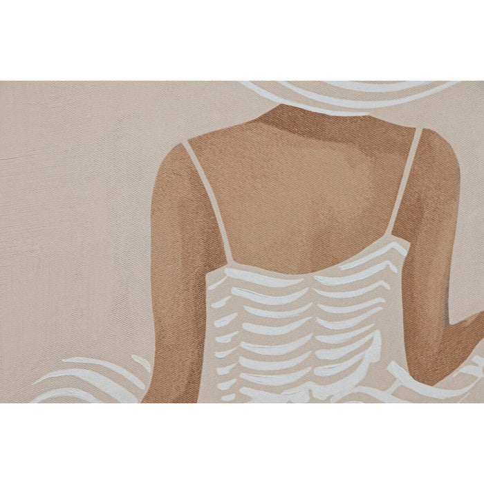 Canvas Home ESPRIT White Beige Dress Scandinavian 82,5 x 3,5 x 82,5 cm (2 Units)