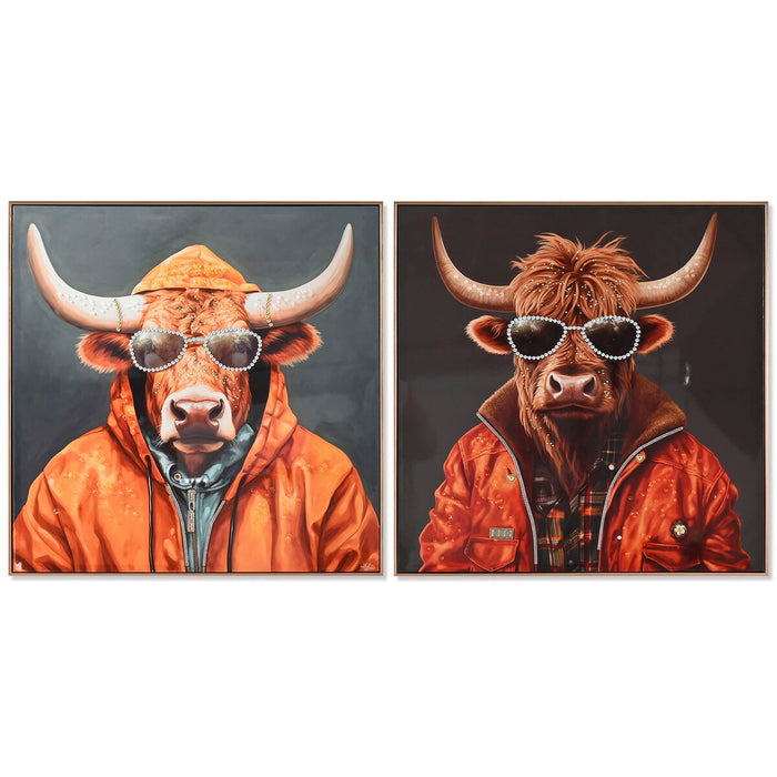 Canvas Home ESPRIT Canvas MDF Wood 82 x 4,5 x 82 cm