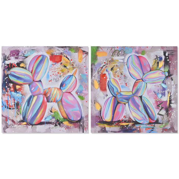 Canvas Home ESPRIT Canvas MDF Wood 80 x 3 x 80 cm