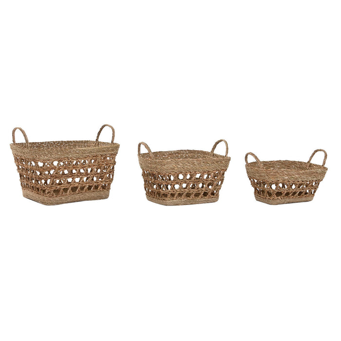 Basket set Home ESPRIT Seagrass Tropical 45 x 35 x 35 cm