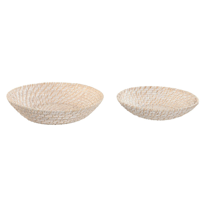 Centerpiece Home ESPRIT White Natural Bamboo Rattan 35 x 35 x 8 cm (2 Pieces)