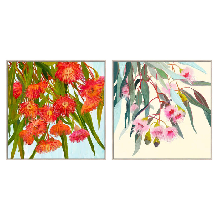 Canvas Home ESPRIT Yellow Blue Flowers Shabby Chic 100 x 4 x 100 cm (2 Units)