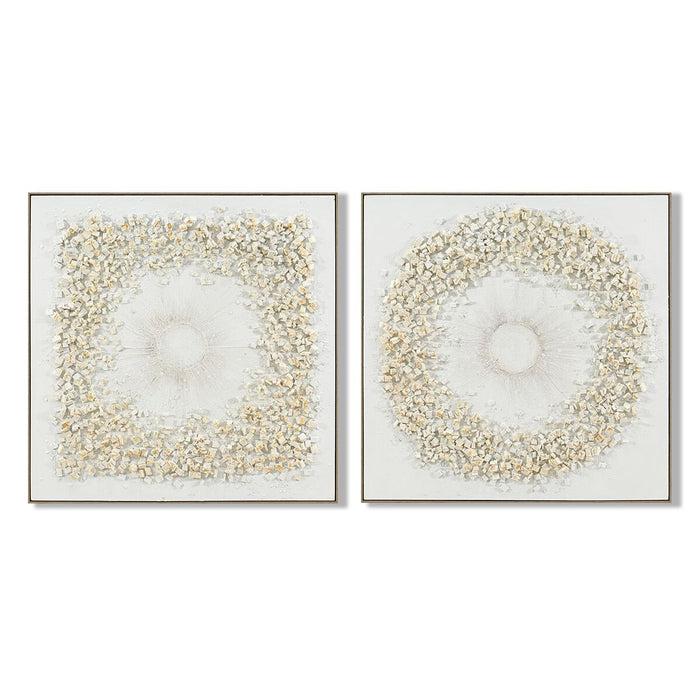 Canvas Home ESPRIT White Circles 102 x 4,5 x 102 cm (2 Units)