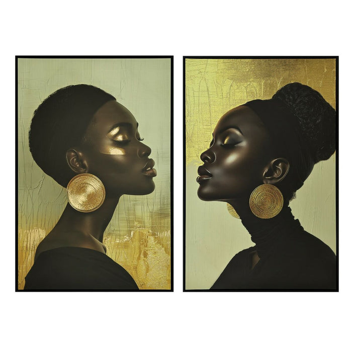 Canvas Home ESPRIT Black Golden 83 x 4 x 123 cm (2 Units)