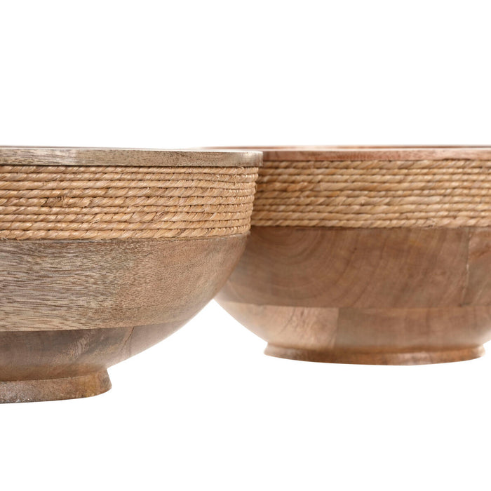 Centerpiece Home ESPRIT Brown Rope Mango wood 25 x 25 x 10 cm (2 Units)