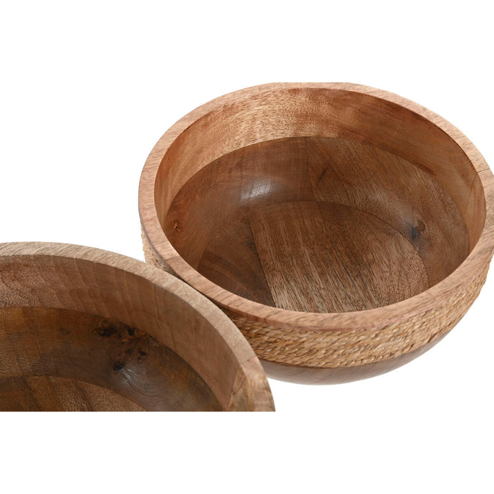 Centerpiece Home ESPRIT Brown Rope Mango wood 25 x 25 x 10 cm (2 Units)