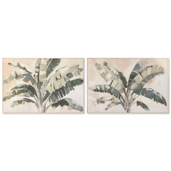 Canvas Home ESPRIT Brown Green Palms Tropical 122,5 x 3,5 x 82,5 cm (2 Units)