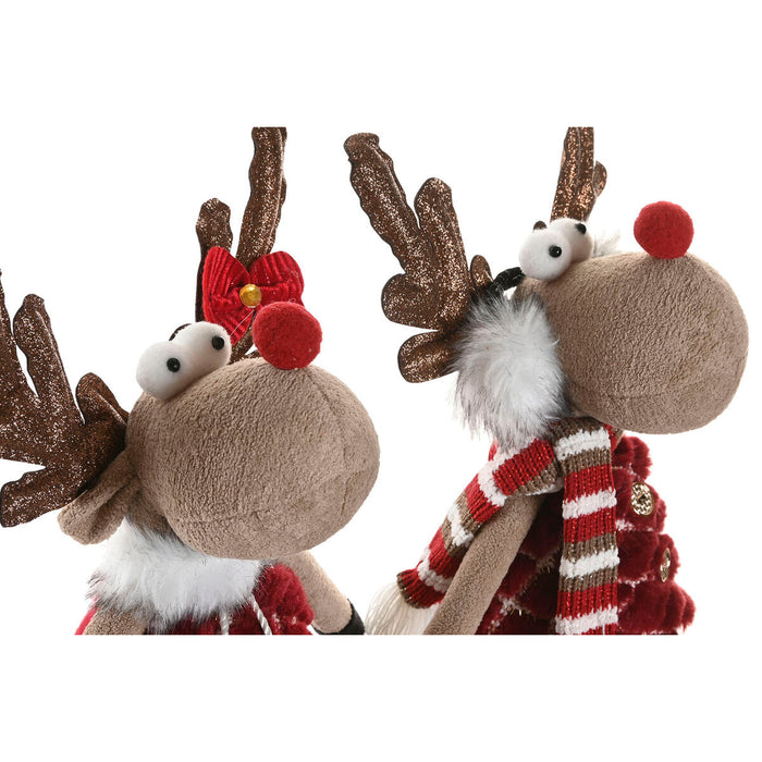 Christmas bauble Home ESPRIT Brown Red Green Reindeer 23 x 16 x 41 cm (2 Units)