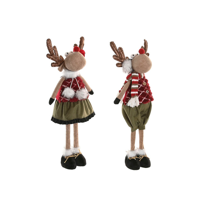 Christmas bauble Home ESPRIT Brown Red Green Reindeer 23 x 16 x 41 cm (2 Units)