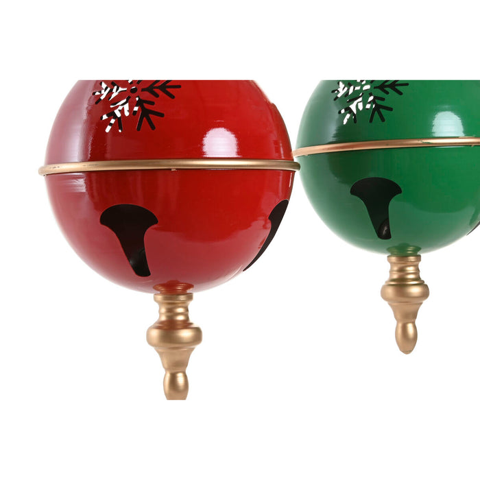 Christmas Bauble Home ESPRIT Red Green Golden Metal (2 Units)