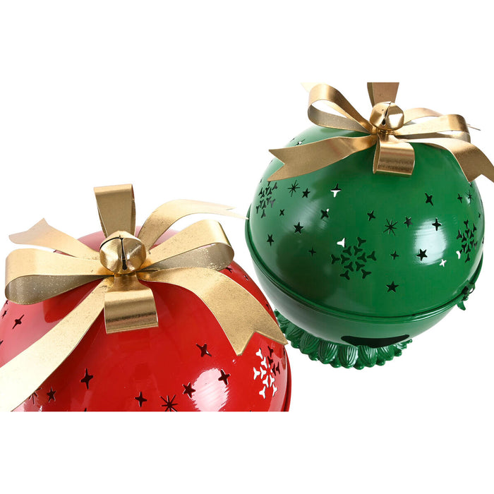 Christmas bauble Home ESPRIT Red Green Golden 31,5 X 31,5 X 35,5 CM (2 Units)