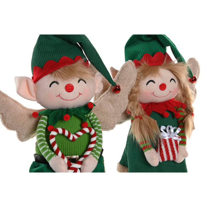 Christmas bauble Home ESPRIT Red Green Elf 31 X 13 X 53 CM (2 Units)