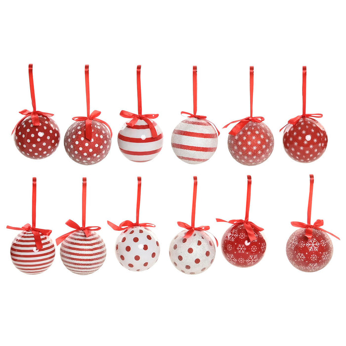 Christmas Bauble Home ESPRIT White Red PVC (14 Pieces)