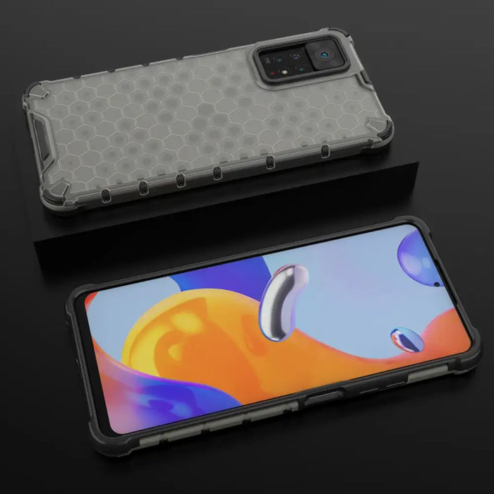 Honeycomb case armored cover with a gel frame for Xiaomi Redmi Note 11 Pro + 11 Pro black - Cell phone cases