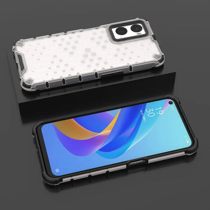 Honeycomb case armored cover with gel frame Oppo A76 / Oppo A36 / Realme 9i transparent - Cell phone cases