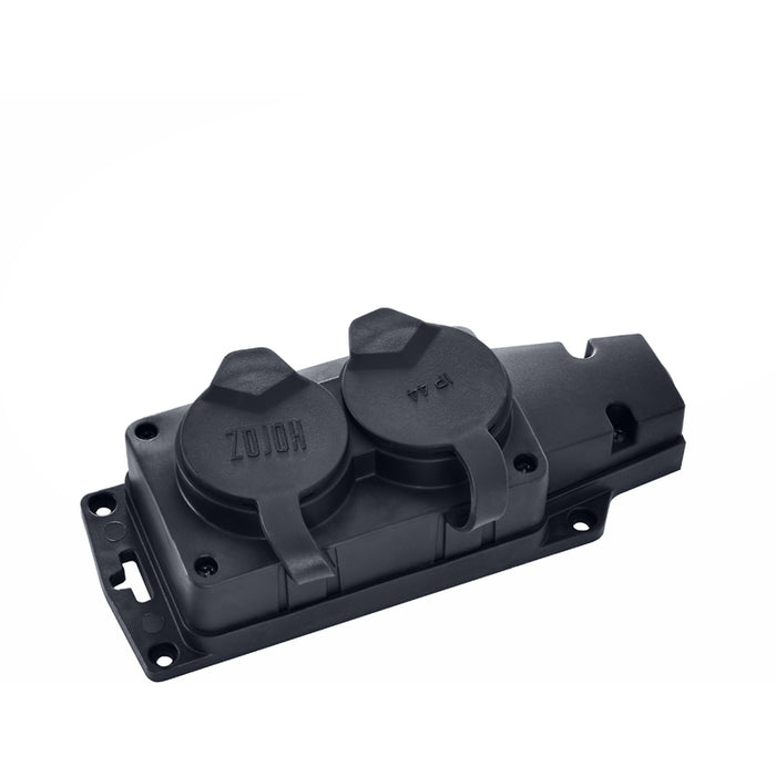 RUBBER BASE FOR CONTACT 2 SOCKETS IP44 BLACK HOROZ