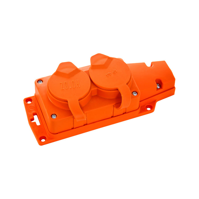 RUBBER BASE FOR CONTACT 2 SOCKETS IP44 ORANGE HOROZ