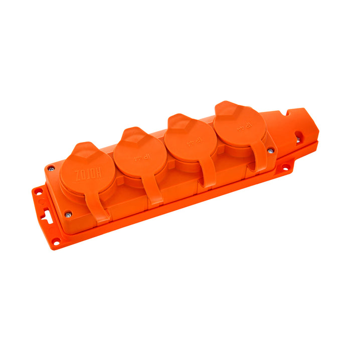 RUBBER BASE FOR CONTACT 4 SOCKETS IP44 ORANGE HOROZ
