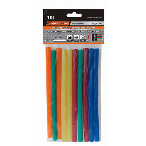 HOT GLUING CARTRIDGES 10 PCS COLOR F 11 X 200 MM PREMIUM - Патрони топло лепене<<<Консумативи за