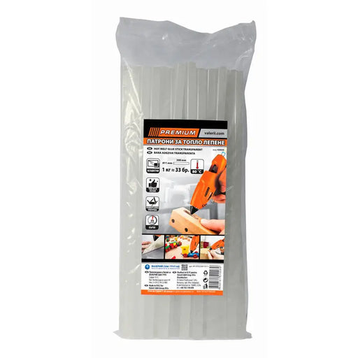 HOT GLUING CARTRIDGES 33 PCS TRANSPARENT F 11 X 300 MM PREMIUM - Патрони топло лепене<<<Консумативи за