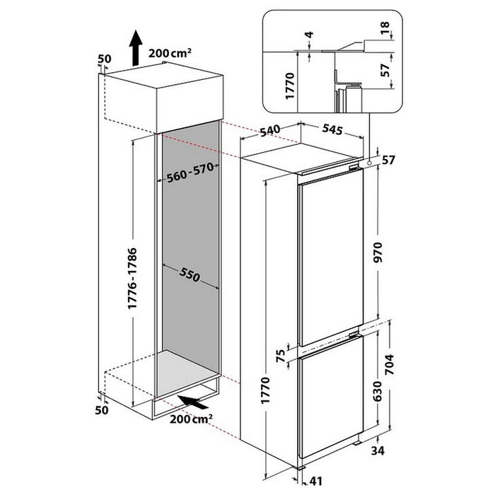 Built-in refrigerator with freezer Hotpoint-Ariston HAC18D041A1 , 268 l, E , Static , Yes