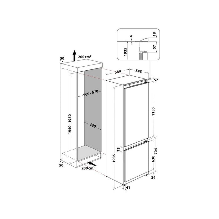 Built-in refrigerator with freezer Hotpoint-Ariston HAC20D011A1*** , 300 l, E , LowFrost , White , Yes